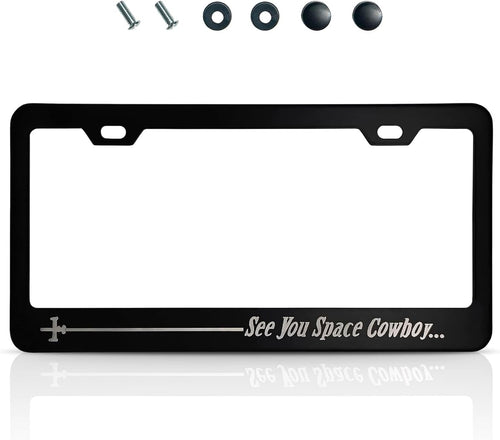 Anime License Plate Frame, 12.2 in Matte Black Aluminum