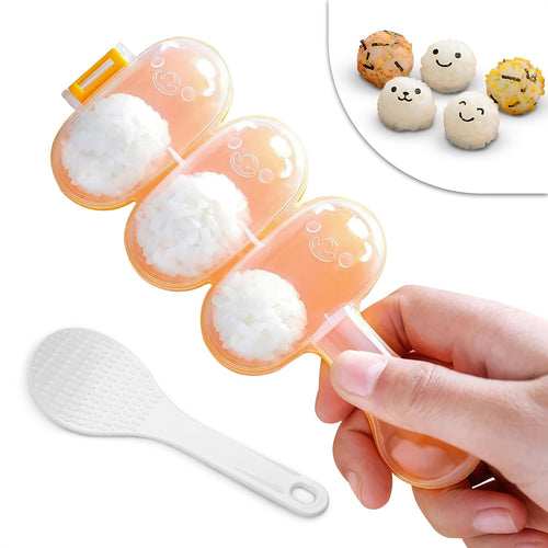 Rice Ball Mold, Shake to Make 3 Bite-Size Balls in Seconds