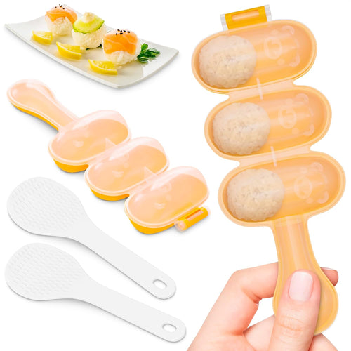 2 Pcs Rice Ball Mold Set, Shake to Make 3 Bite-Size Balls