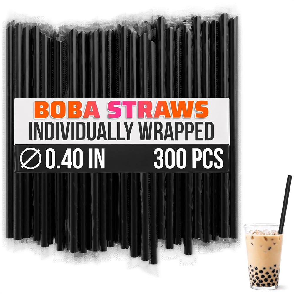 300 Pcs Boba Straws Individually Wrapped - Black