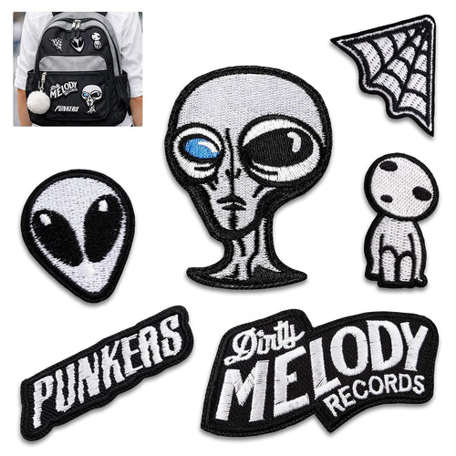 6 Pcs Alien Patch, Embroidered Cotton-Polyester