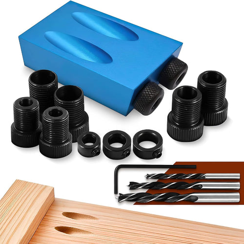 14 Pcs Pocket Hole Jig Kit, 15° Angle Drill Guide