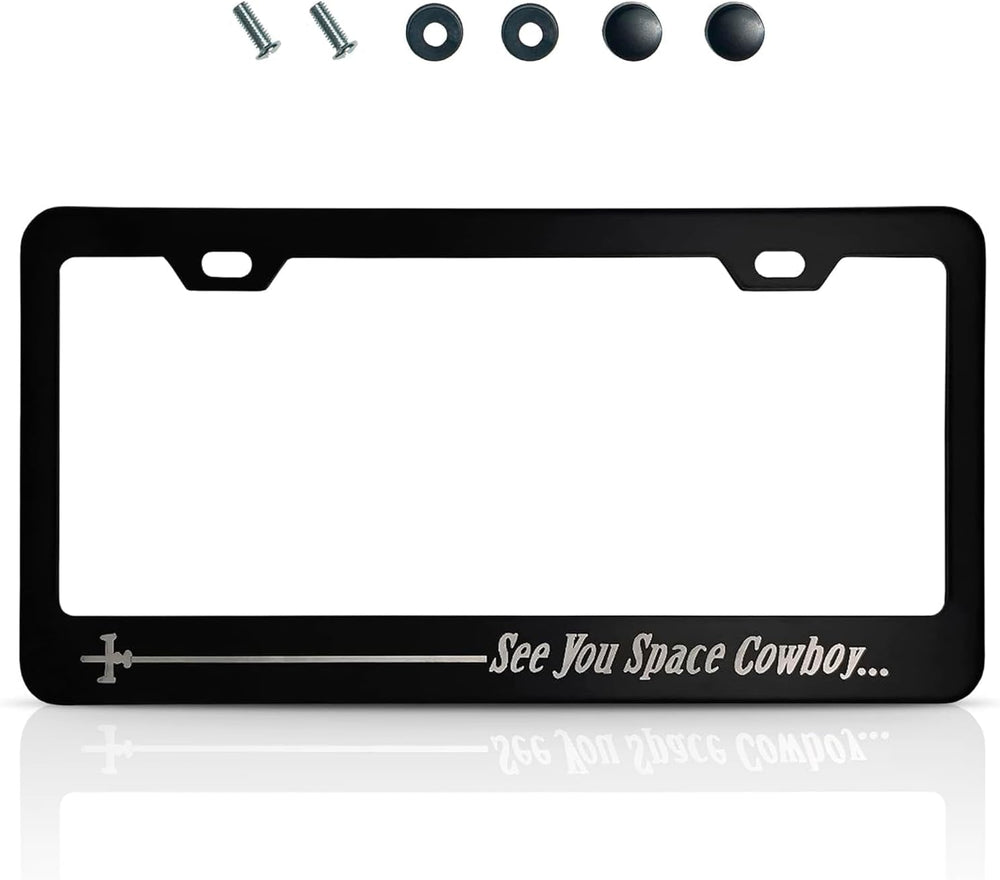Anime License Plate Frame, 12.2 in Matte Black Aluminum