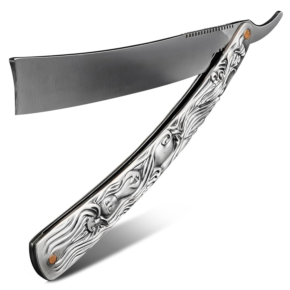 11.4 In Mens Straight Razor, Pre-Sharpened Carbon Steel Blade