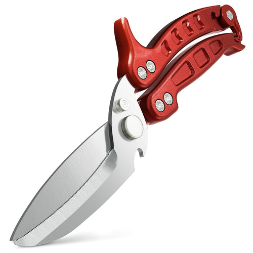 Kitchen Shears Heavy Duty, Safety Lock - Red