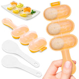 2 Pcs Rice Ball Mold Set, Shake to Make 3 Bite-Size Balls