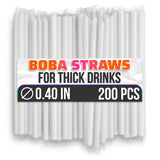 200 Pcs Boba Straws Individually Wrapped - Clear