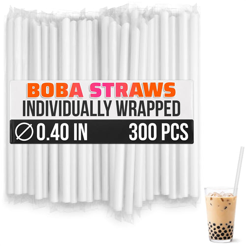 300 Pcs Boba Straws Individually Wrapped - Clear