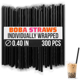 300 Pcs Boba Straws Individually Wrapped - Black