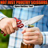 Kitchen Shears Heavy Duty, Safety Lock - Red