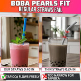 300 Pcs Boba Straws Individually Wrapped - Wide with Angled Tip