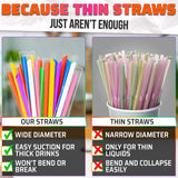 200 Pcs Boba Straws Individually Wrapped - Multicolored