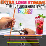 200 Pcs Extra Long Straws Disposable