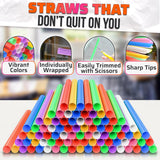 100 Pcs Boba Straws Individually Wrapped - Multicolored