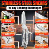 Kitchen Shears Heavy Duty, Safety Lock - Silver