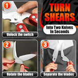 Kitchen Shears Heavy Duty, Safety Lock - Red