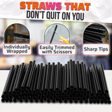 100 Pcs Boba Straws Individually Wrapped - Black