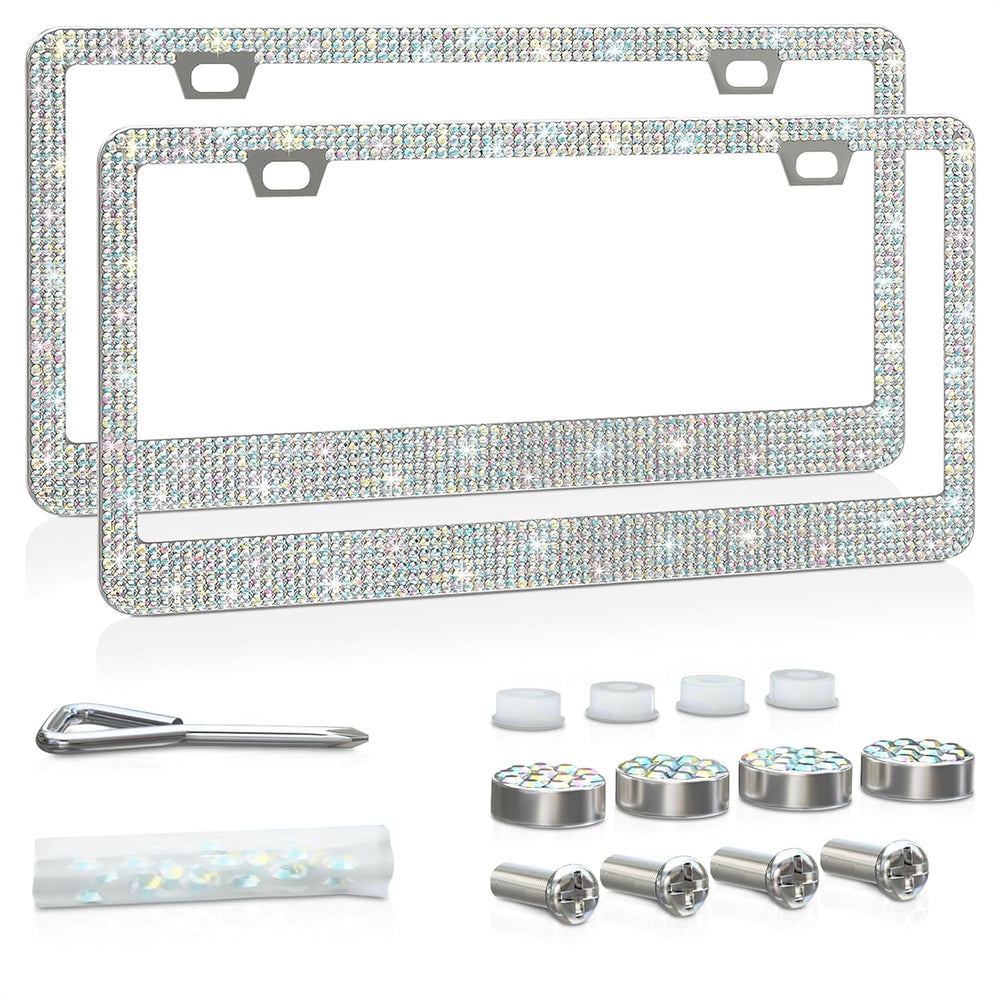 2 Pack Bling License Plate Frames for Women