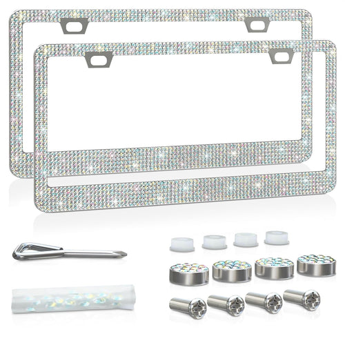 2 Pack Bling License Plate Frames for Women