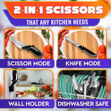 2 in 1 Kitchen Scissors for Food with Cutting Board