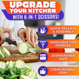 6 in 1 Cutting Board Scissors for Food - Detachable Knife