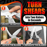 Kitchen Shears Heavy Duty, Safety Lock - Silver