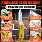 Kitchen Shears Heavy Duty, Safety Lock - Gold