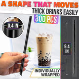 300 Pcs Boba Straws Individually Wrapped - Black