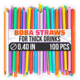 100 Pcs Boba Straws Individually Wrapped - Multicolored