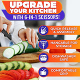 6 in 1 Cutting Board Scissors for Food - Spring-Assist