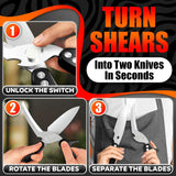 Kitchen Shears Heavy Duty, Safety Lock - Black