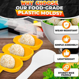 2 Pcs Rice Ball Mold Set, Shake to Make 3 Bite-Size Balls