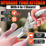 Kitchen Shears Heavy Duty, Safety Lock - Silver