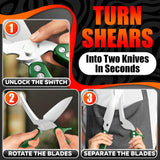 Kitchen Shears Heavy Duty, Safety Lock - Green
