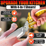 Kitchen Shears Heavy Duty, Safety Lock - Gold
