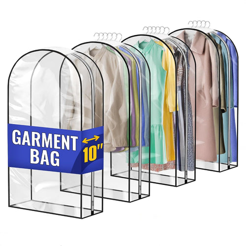 4 Pcs 40-Inch Clear Garment Bags for Hanging Clothes