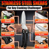 Kitchen Shears Heavy Duty, Safety Lock - Black