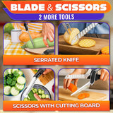6 in 1 Cutting Board Scissors for Food - Detachable Knife