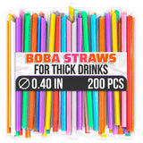 200 Pcs Boba Straws Individually Wrapped - Multicolored