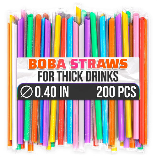 200 Pcs Boba Straws Individually Wrapped - Multicolored