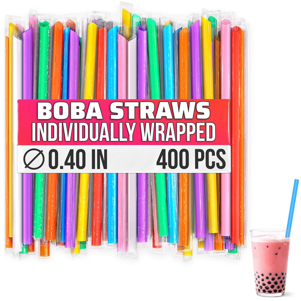 400 Pcs Boba Straws Individually Wrapped - Multicolored