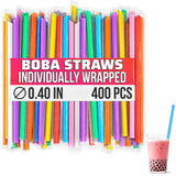 400 Pcs Boba Straws Individually Wrapped - Multicolored