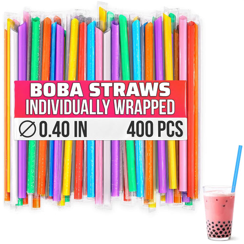 400 Pcs Boba Straws Individually Wrapped - Multicolored