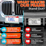 2 Pack Bling License Plate Frames for Women