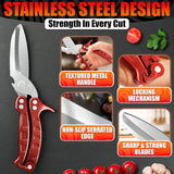 Kitchen Shears Heavy Duty, Safety Lock - Red