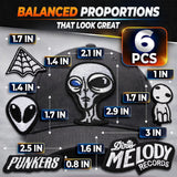 6 Pcs Alien Patch, Embroidered Cotton-Polyester