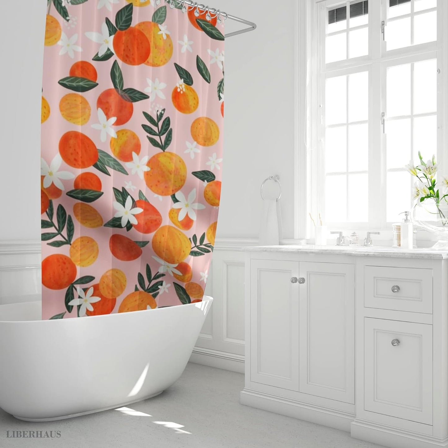 Apricot colorful shower curtain waterproof curtains floral