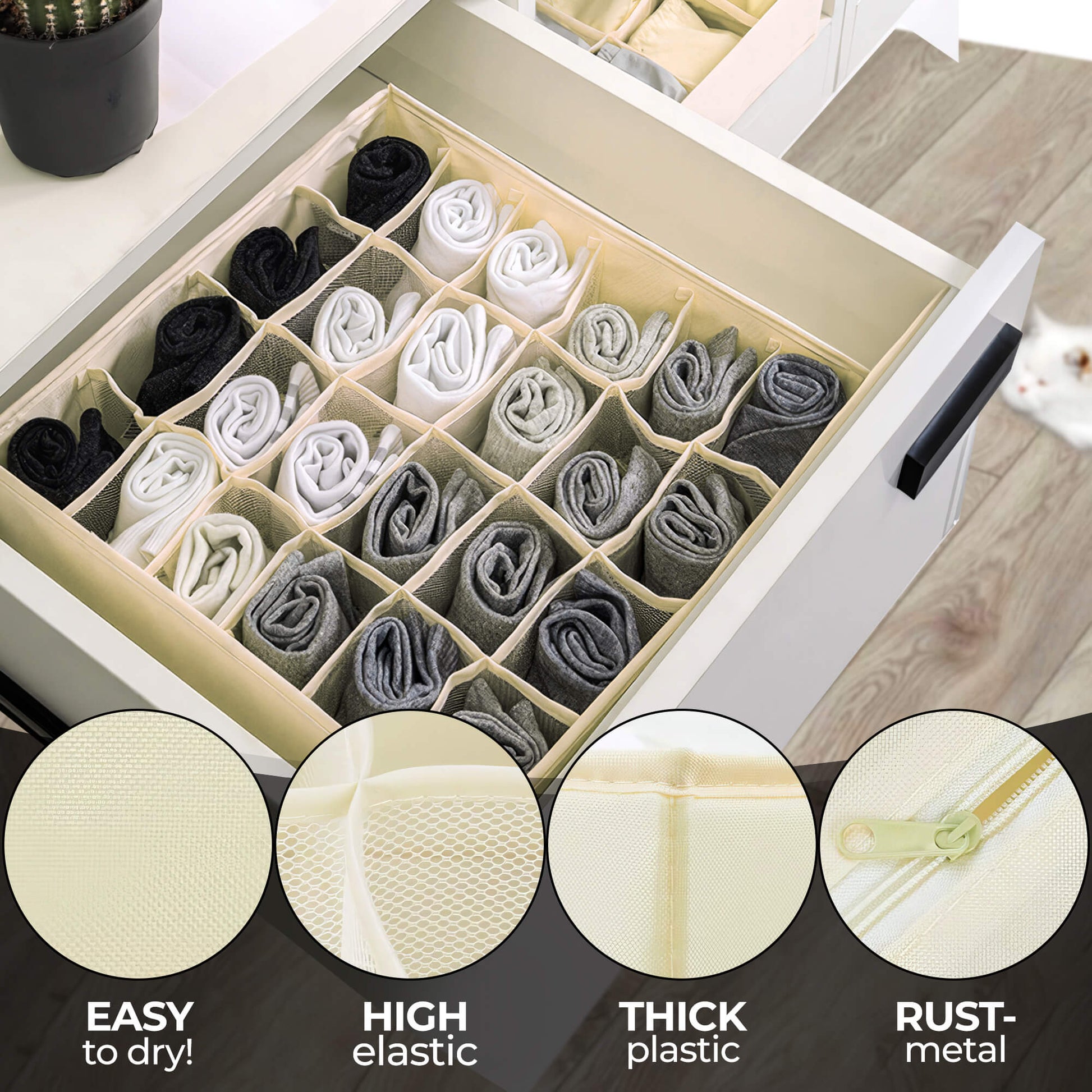 Drawer organizers for clothing