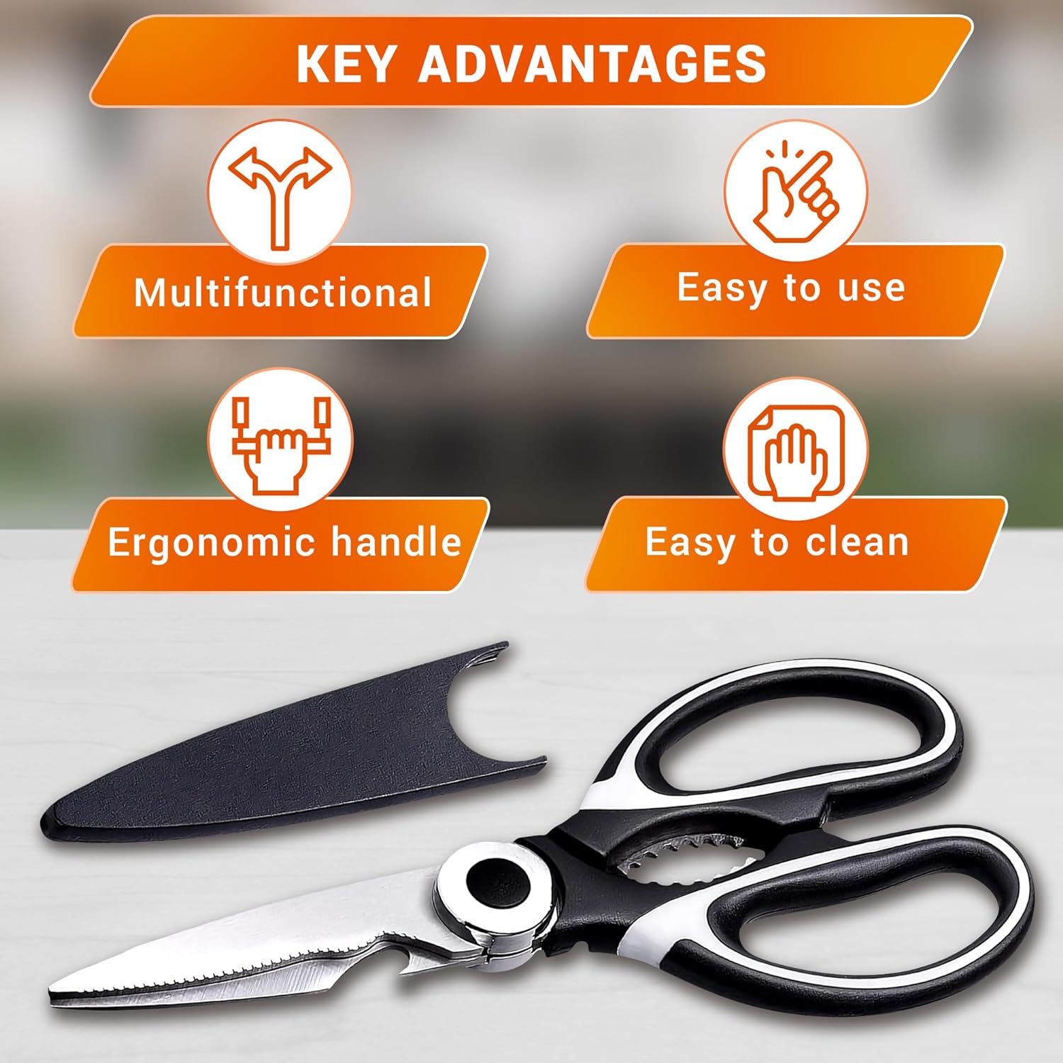 Heavy duty kitchen scissors for food