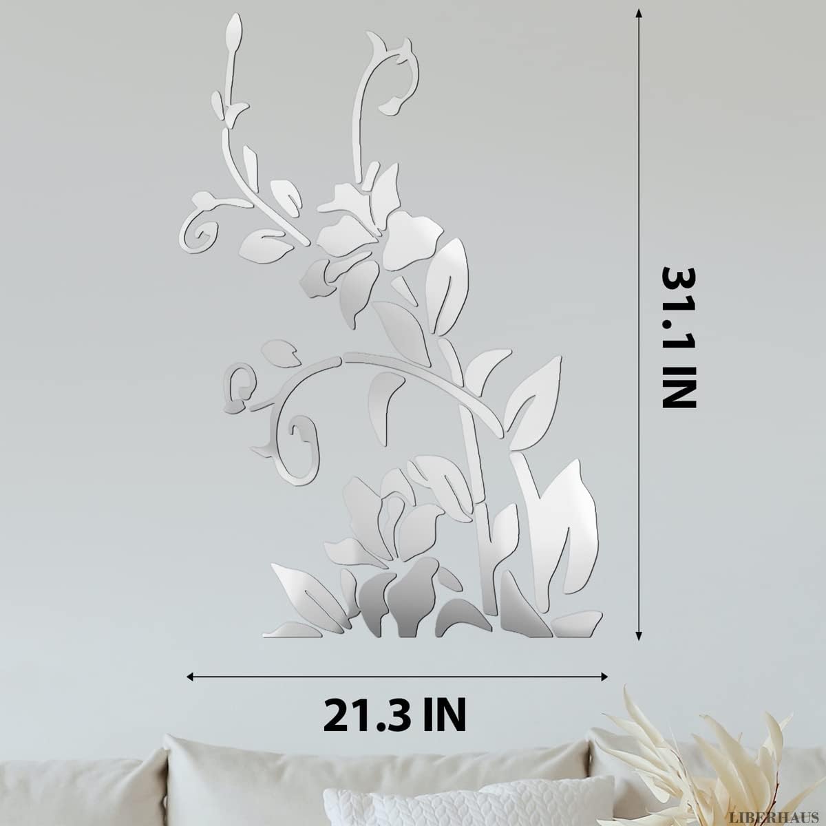 Mirror decal wall flowers wall decor